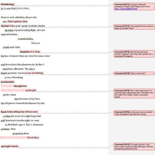 Ornithology Poetry Analysis Exercise screenshot - 1
